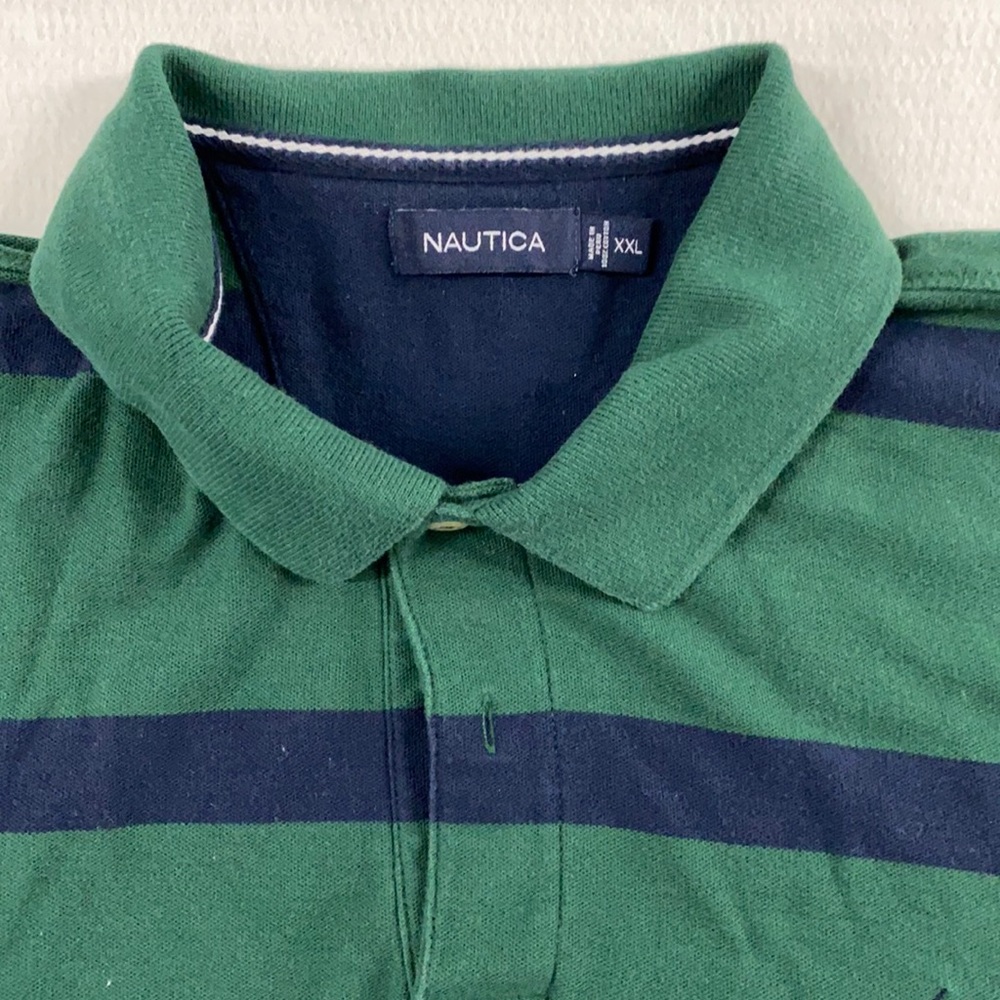 COPY - Nautica Men’s Green and Navy Striped Knit Shirt